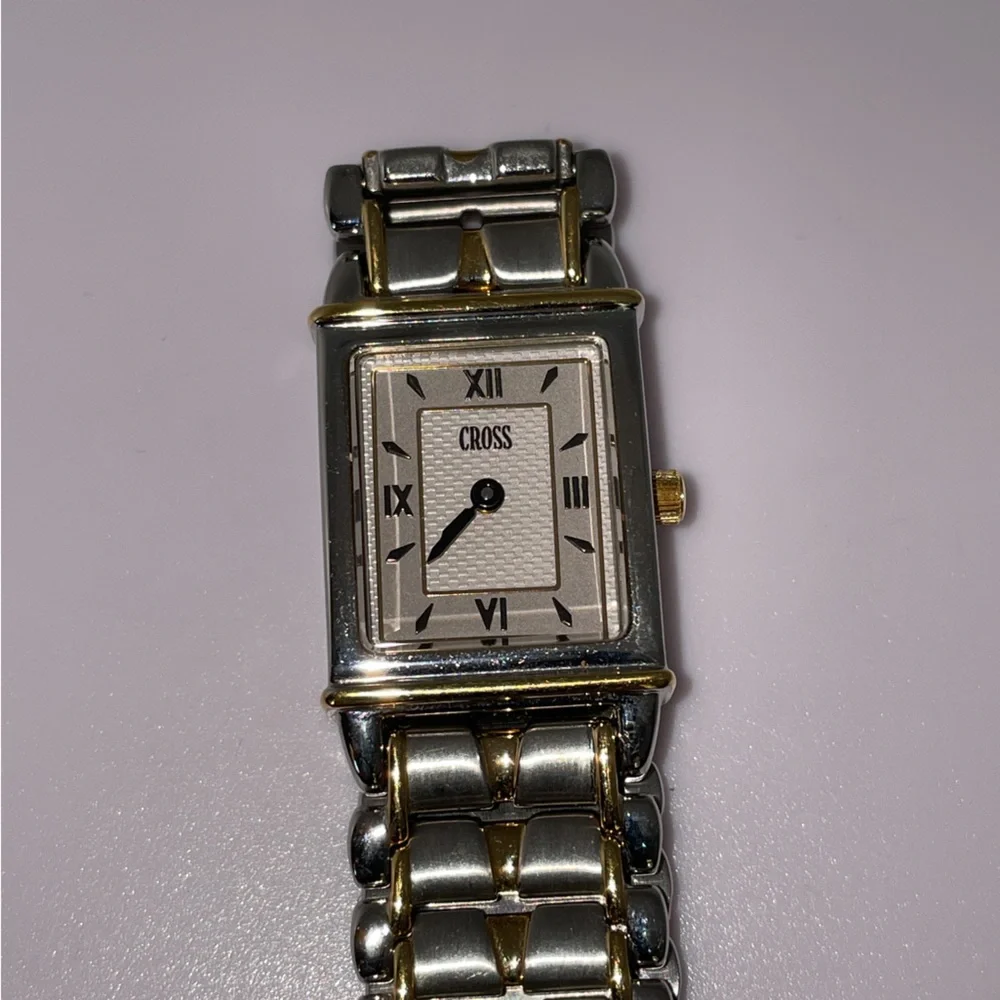 Vintage CROSS Swiss Timepiece Watch Stainless Steel Yellow Gold Water Resistant